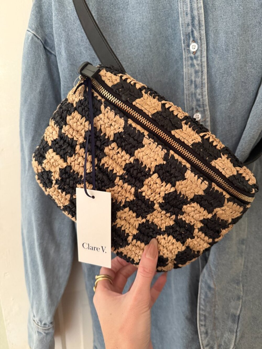 CLARE V. Fanny in Checkerboard Raffia ✿ NWT/BRAND NEW